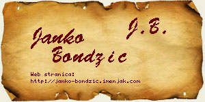 Janko Bondžić vizit kartica